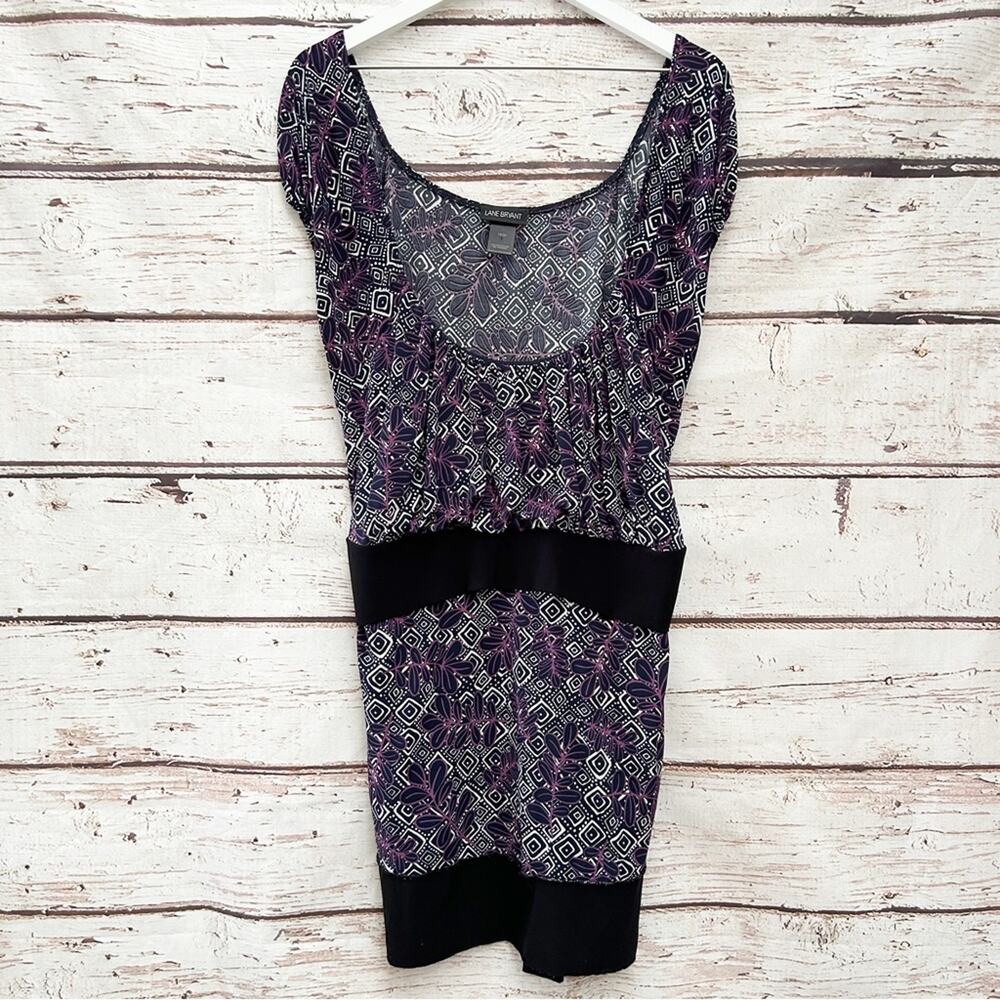 LANE BRYANT Black and Purple Tie Blouse Sz 18 20